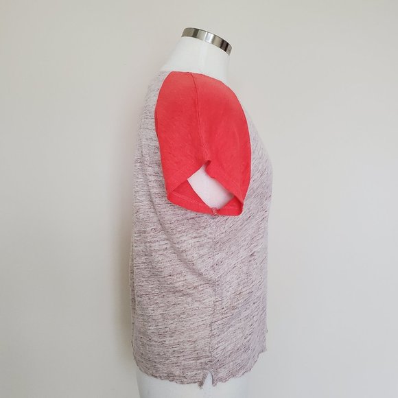 Madewell Size Medium Linen Top Raglan Short Sleeve - Picture 2 of 12